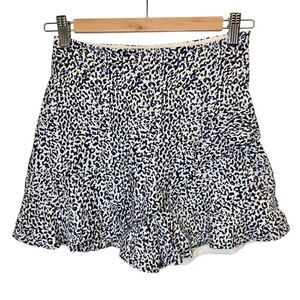 Express Women's 00 Animal Print White Black Faux Wrap Skirt Skort Linen Blend